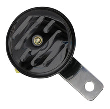 Load image into Gallery viewer, Small Black Grooved Universal 12 Volt Motorcycle Horn 65mm Diameter

