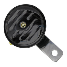 Load image into Gallery viewer, Small Black Grooved Universal 12 Volt Motorcycle Horn 65mm Diameter - Zodiac 173118
