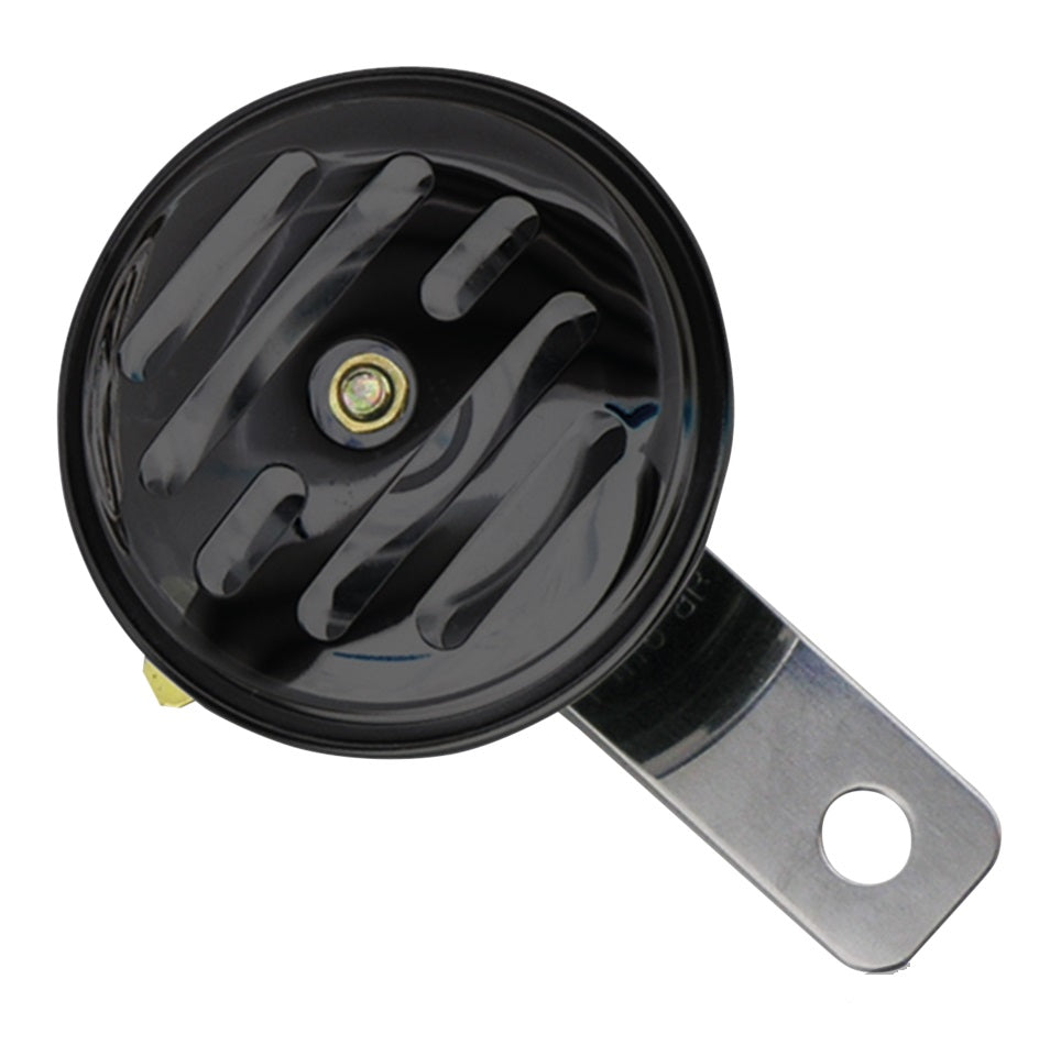 Small Black Grooved Universal 12 Volt Motorcycle Horn 65mm Diameter