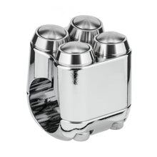 Load image into Gallery viewer, The Quad (4) Custom Micro Switch Buttons for 1 in. (25mm) Handlebars - Chrome - Motone Customs MME014
