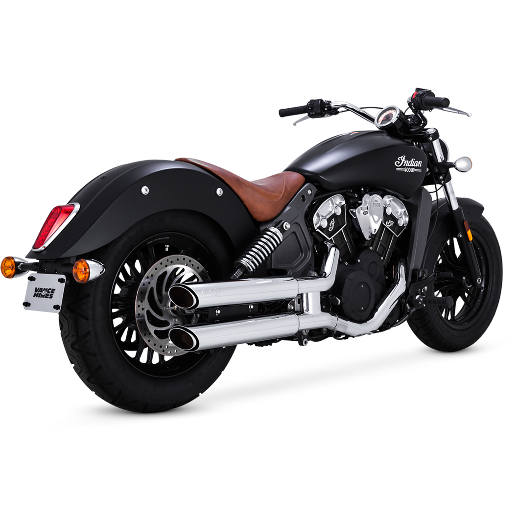 Vance & Hines PCX Chrome Twin Slash Cut Slip-on Exhaust 2015 up Indian Scout