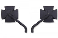 HIGHSIDER 301-110 Mirrors IRON CROSS Maltese Cross (Pair) for Metric Cruiser/fits Harley-Davidson - Black