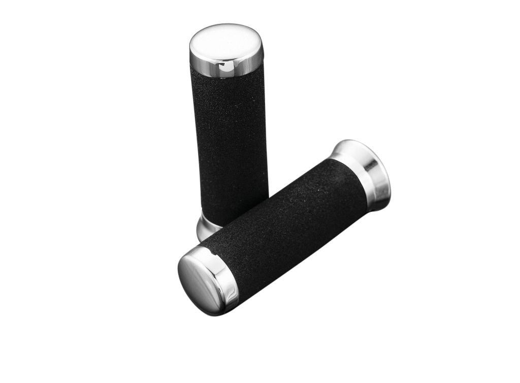 Foam Grips with Chrome End Caps for 1 inch (25mm) Handlebars (Pair)