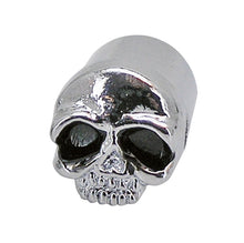 Load image into Gallery viewer, Skull Tyre Valve Dust Caps (Pair) for Motorcycle/Car/Trike Black Eyes, Aluminium, Screw-on - Zodiac 11485
