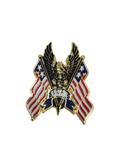 Load image into Gallery viewer, Eagle Emblem with USA Flags in Gold - 6cm High - Highway Hawk H01-310
