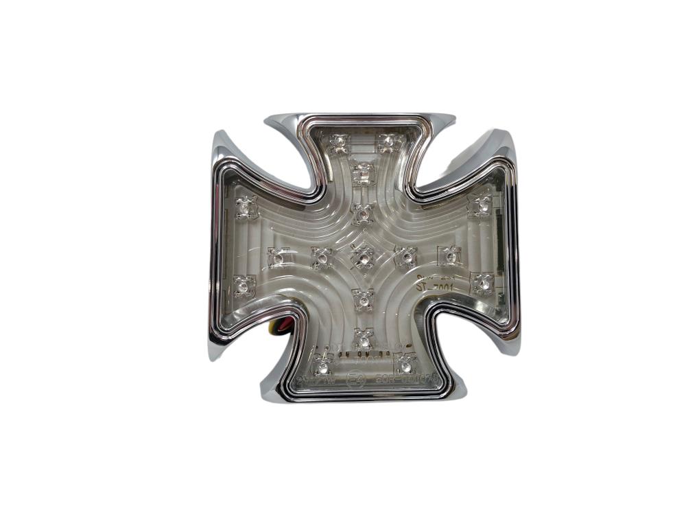 Maltese (Iron) Gothic Cross Rear LED Tail Light - Chrome