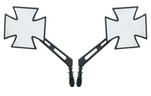 Load image into Gallery viewer, Maltese (Iron) Gothic Cross Mirrors for Harley-Davidson (Pair) - Black - Drag Specialties 0640-0444_PAIR
