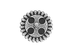 Load image into Gallery viewer, Mens Round Metal Belt Buckle - Gothic Cross &amp; Skulls, Black/Silver
