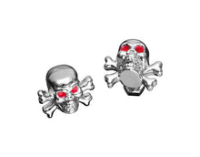 Load image into Gallery viewer, Pair Skull Crossbones Bolts &amp; Nuts/Licence Plate Screws Red Eyes - Highway Hawk H03-109
