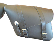 Load image into Gallery viewer, Saddlebag Luggage Set &quot;Indiana&quot; made of real leather Large Size - Black - Highway Hawk H02-2620
