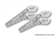 HIGHSIDER 220-819419 CNC Alu Headlight Holder Set Long for 47-54 mm Forks - Chrome