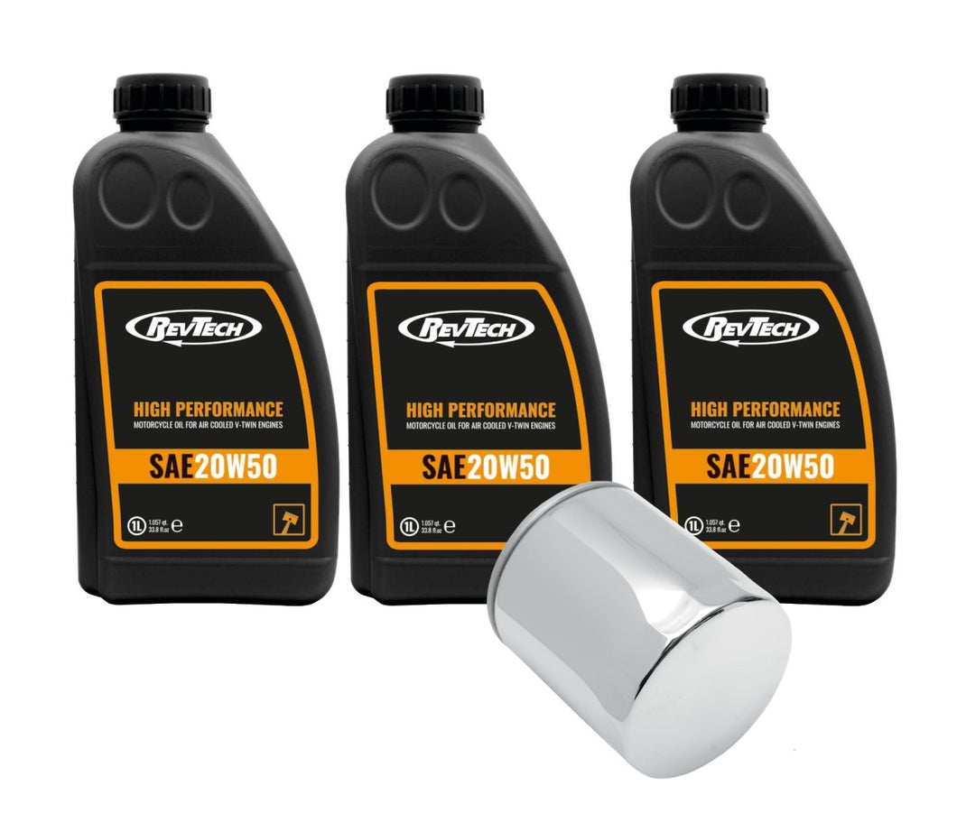 RevTech Oil Change Kit for Harley Sportster/Evolution - Chrome Filter