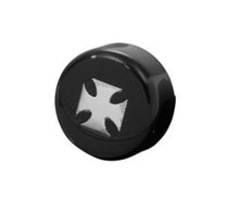 Load image into Gallery viewer, Black &amp; Chrome Maltese Iron Cross Horn Cover for Harley-Davidson - Drag Specialties 2107-0029
