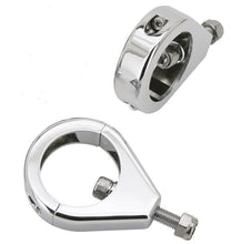 Load image into Gallery viewer, Fork Clamps for Harley-Davidson to Relocate Turn Signals/Indicators - 49mm Chrome - Motorcycle Storehouse 980727
