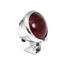 Load image into Gallery viewer, LED Tail &amp; Brake Light Old School Retro Bates Style - Chrome, Red Lens - Highway Hawk H68-238
