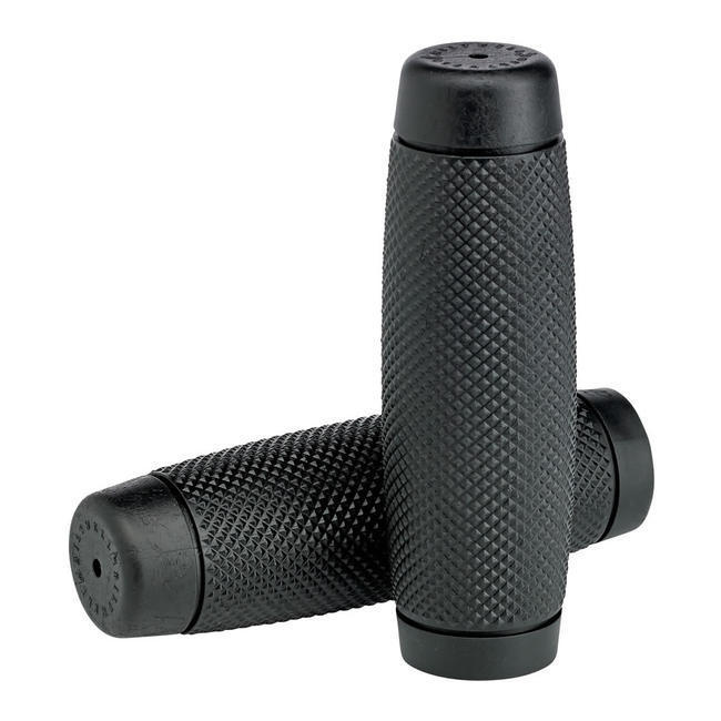 Biltwell 6703-0178 Recoil Black TPV Rubber 7/8 inch (22mm) Handlebar Grips Pair Classic Style