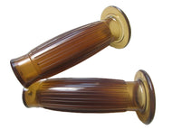 Replica Beston Vintage Style Ribbed 7/8 inch (22mm) Handlebar Grips Rubber - Gel Brown