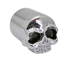 Load image into Gallery viewer, Skull Tyre Valve Dust Caps (Pair) for Motorcycle/Car/Trike Black Eyes, Aluminium, Screw-on - Zodiac 11485
