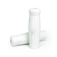 Vintage Bottle Style Soft Rubber 7/8 inch (22mm) Handlebar Grips - White - Motorcycle Storehouse 576011