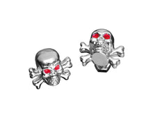 Load image into Gallery viewer, Pair Skull Crossbones Bolts &amp; Nuts/Licence Plate Screws Red Eyes - Highway Hawk H03-109
