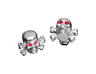 Pair Skull Crossbones Bolts & Nuts/Licence Plate Screws Red Eyes - Highway Hawk H03-109