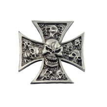 Load image into Gallery viewer, Maltese Cross with Inset Skulls Emblem Tank/Fender/Bag Decoration
