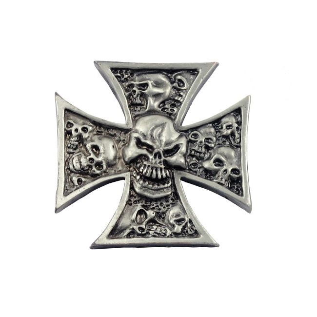 Maltese Cross with Inset Skulls Emblem Tank/Fender/Bag Decoration