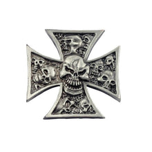 Load image into Gallery viewer, Maltese Cross with Inset Skulls Emblem Tank/Fender/Bag Decoration - Highway Hawk H01-324
