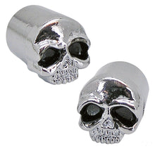 Load image into Gallery viewer, Skull Tyre Valve Dust Caps (Pair) for Motorcycle/Car/Trike Black Eyes, Aluminium, Screw-on - Zodiac 11485
