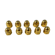 Load image into Gallery viewer, Gold Colour Acorn Nuts, Pair (2) fits M8 (8mm) Bolt 1.25 Thread, High Crown - Highway Hawk H03-00110G
