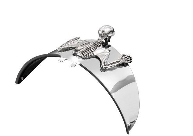Skeleton Skull Chrome Statue Fender/Visor Ornament - L