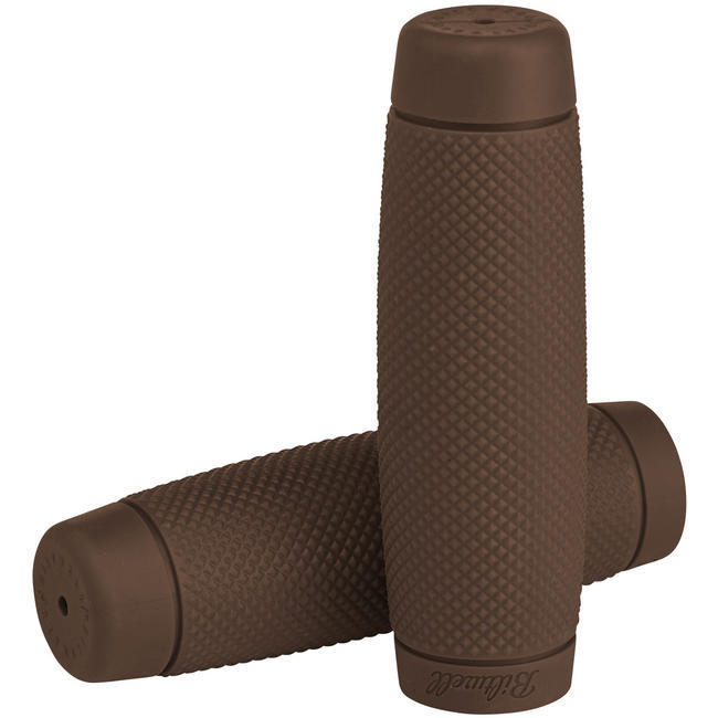 Biltwell 6702-0478 Recoil Brown Rubber 7/8 inch (22mm) Handlebar Grips Pair Classic Style