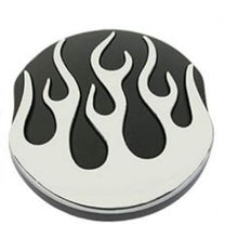 Load image into Gallery viewer, Black &amp; Chrome Flames 3 in. Petrol/Gas Cap Vented fits Harley-Davidson 1982-95 - Custom Chrome 688244
