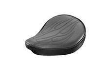 Load image into Gallery viewer, Flames Motorcycle Solo Seat Old School Chopper Bobber Inset with Flame Stitching V-Twin Manufacturing 47-0072
