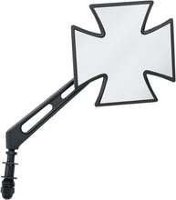 Load image into Gallery viewer, Maltese (Iron) Gothic Cross Mirrors for Harley-Davidson (Pair) - Black - Drag Specialties 0640-0444_PAIR
