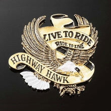 Load image into Gallery viewer, Live To Ride Eagle Emblem Gold Small - 40mm High - Highway Hawk H01-560
