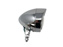Load image into Gallery viewer, Chrome Bullet Headlight H4 Bottom Mount E-Mark 110mm (4.25”) Wide with Visor
