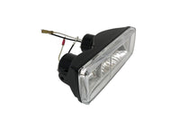 Rectangle Twin Headlight Halogen Clear Lens E-Mark, Side Mount - Gloss Black - Highway Hawk H68-1071