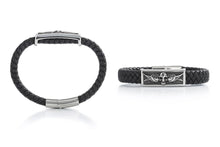 Load image into Gallery viewer, Bracelet "Skull with Wings" Stainless Steel Twisted Cable - Black, Magnetic Closure  - Highway Hawk H11-0001-001-B
