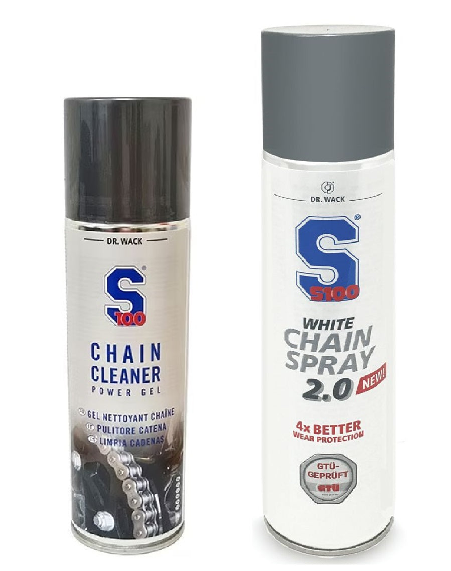 S100 S-Doc 100 Chain Cleaner Gel + White Chain Spray 2.0 Combi Deal (1x300/1x400ml Cans)