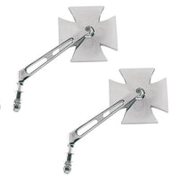 Load image into Gallery viewer, Maltese (Iron) Gothic Cross Mirrors for Harley (Pair) - Chrome
