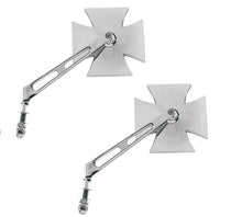Load image into Gallery viewer, Maltese (Iron) Gothic Cross Mirrors for Harley (Pair) - Chrome - Drag Specialties 1901-6009_PAIR

