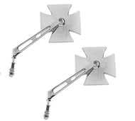 Maltese (Iron) Gothic Cross Mirrors for Harley (Pair) - Chrome - Drag Specialties 1901-6009_PAIR