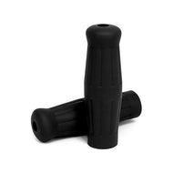 Vintage Bottle Style Soft Rubber 7/8 inch (22mm) Handlebar Grips - Black - Motorcycle Storehouse 576010