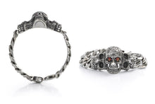 Load image into Gallery viewer, Bracelet &quot;Skull with Red Eyes&quot; Stainless Steel Twisted Chain - Silver
