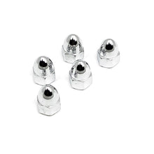 Load image into Gallery viewer, Chrome 10mm Acorn Nuts, Pair (2) fits M10 Bolt 1.5 UNC Thread - High Crown - Drag Specialties DS190342
