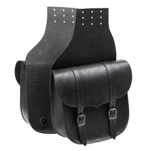 Load image into Gallery viewer, Ledrie HLZAD2-1014 Universal Saddlebag Set with Buckles Throw Over Black 9.5 Litres - Genuine Real Leather
