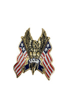 Eagle Emblem with USA Flags in Gold - 8cm High - Highway Hawk H01-311
