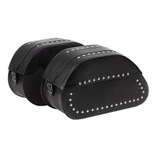 Load image into Gallery viewer, Ledrie HLZAD2-1037N Saddlebag Set Rigid Studded 27 Litres fits Harley,Kawasaki,Suzuki,Yamaha made from Genuine Real Leather
