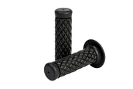 Motorcycle Hand Grips Cafe Style Black for 1 inch (25mm) Handlebars without Throttle Assembly - Highway Hawk H45-1204B